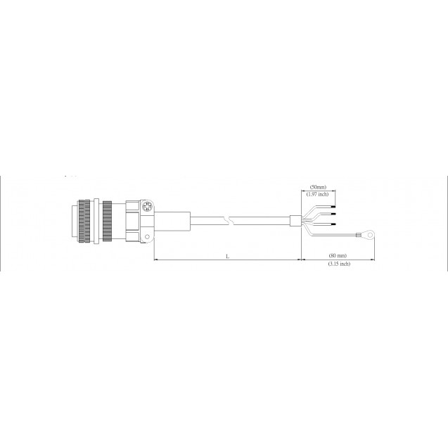 кабель 3 м (мотор UVW)  2.0KW средняя и низкая инерция (для ASD-A2), ASD-A2PW1003