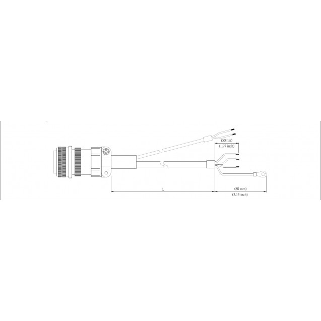 кабель 3 м (мотор UVW)  для 2.0KW c тормозом, средняя и низкая инерция (для ASD-A2), ASD-A2PW1103