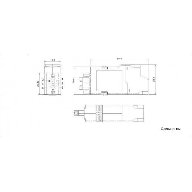 RS485 Адаптер-розгалужувач порту RS-485 для (ASDA-A2, B2), ASD-CNIE0B06