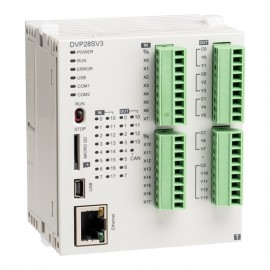 Базовий модуль ПЛК DVP-SV3, 64К кроків, 16DI/12DO (PNP), Ethernet, CANopen, 2xRS-485, DVP28SV311S