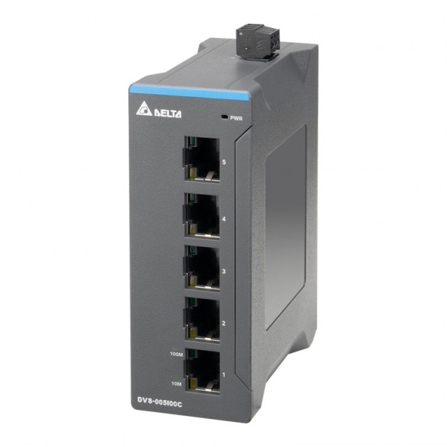 Некерований комутатор Ethernet, 5 портів, 12–24 В DC, -10...+60 °C, пластиковий корпус IP40, DVS-005I00C