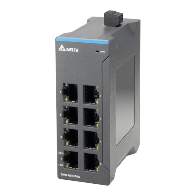Некерований комутатор Ethernet, 8 портів, 12–24 В DC, -10...+60 °C, пластиковий корпус IP40, DVS-008I00C