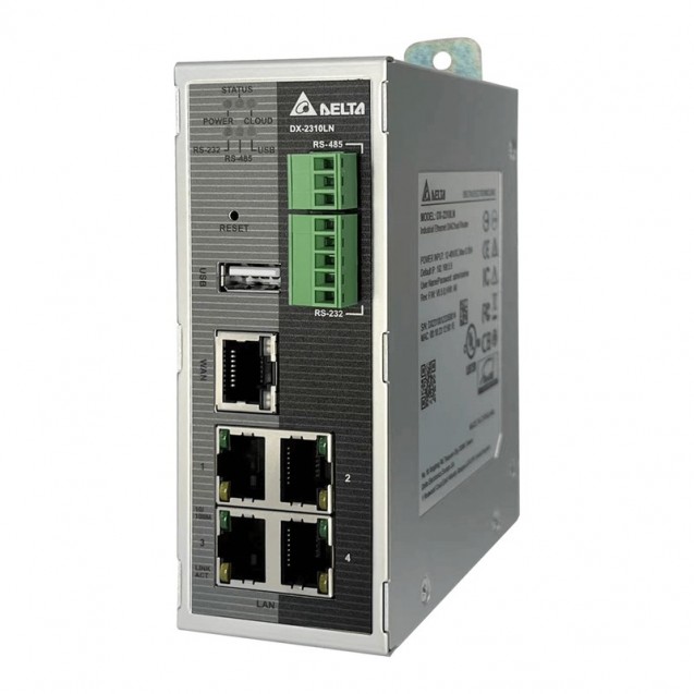 Промышленный облачный маршрутизатор DIACloud, 1 WAN + 4 LAN, RS-232/RS-485, -20...75 °С, DX-2310LN