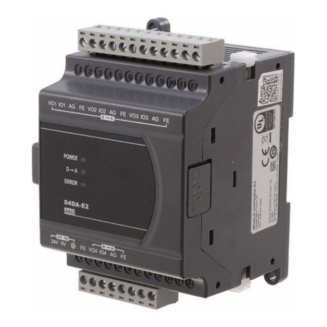 Модуль аналогового виводу: 4AO, 14bit, 24V DC Power, DVP04DA-E2