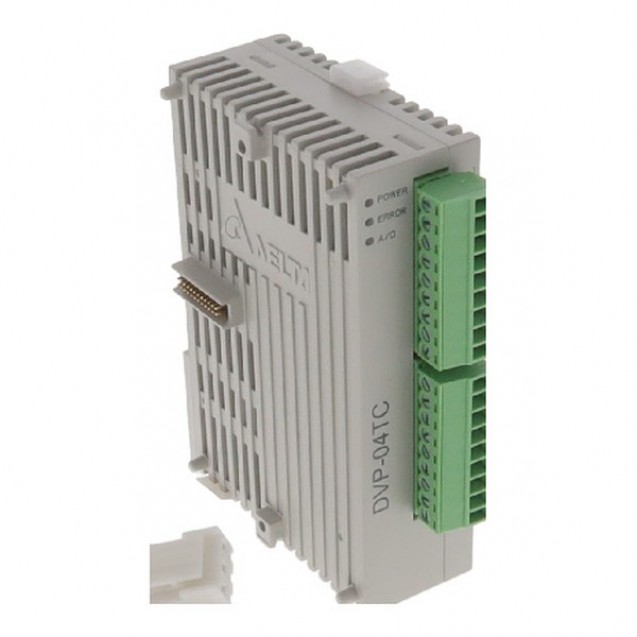 Модуль измерения температуры: 4 термопары K/J, 14bit (0.1°C), 24V DC Power, with RS485, SLIM, DVP04TC-S