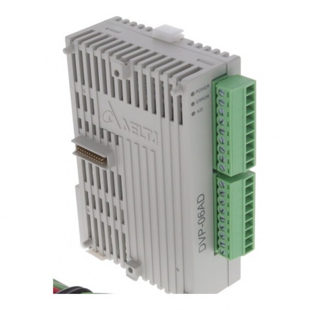 Модуль аналогового вводу: 6AI, 14bit, 24V DC Power, SLIM, DVP06AD-S