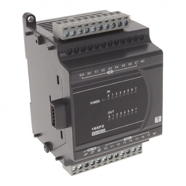 Модуль дискретних входів/виходів: 8DI/8DO, Transistor, 24V DC Power, DVP16XP211T