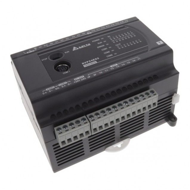 Контролер: 16DI/8DO (Transistor), 100~240 AC Power, 3 COM: 1 RS232 & 2 RS485, DVP24ES200T
