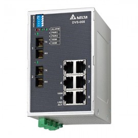 Неуправляемый коммутатор Ethernet, 8 портов, -40...+75 С, с аварийный вых., 2 многомодовых оптич. портов SC, DVS-008W01-MC02