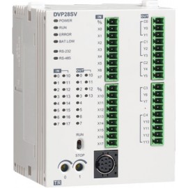 Контроллер: 24 Point, 10DI/12DO, 2 AI, (Transistor NPN),  2 шины расширения, 24 VDC, 30К шагов, RS-232 и RS-485, DVP24SV11T2